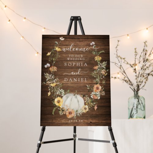 Double Floral Harvest Pumpkin WelcomeFavors Sign