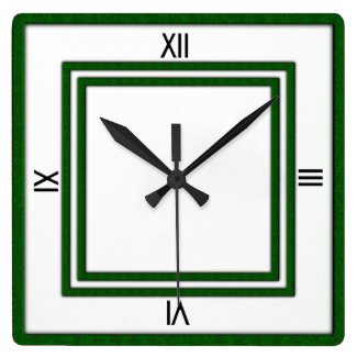 Double Frame of Green 4 Black Numerals Wallclock