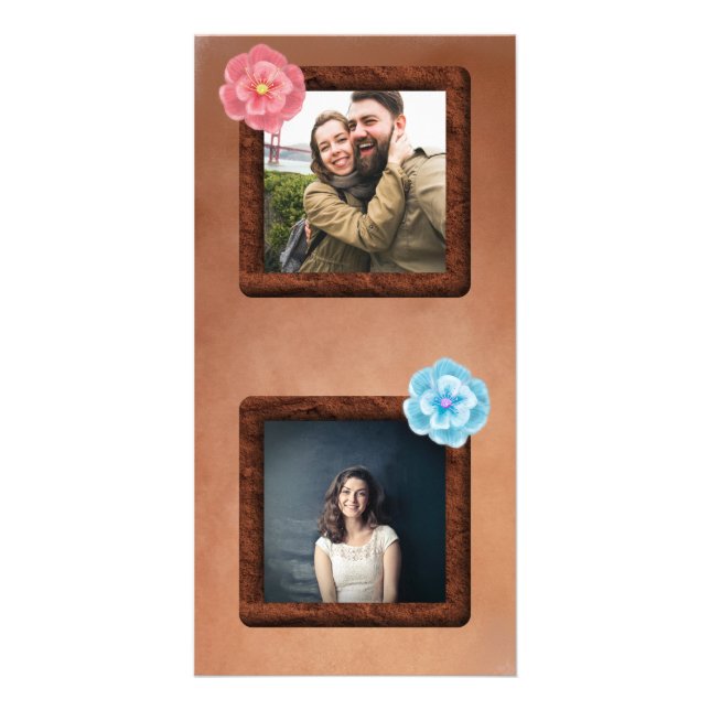 Double Frame Warm Colors Photo Card (Front)