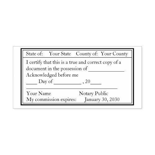 Double Framed Notary Public Copy Stamp