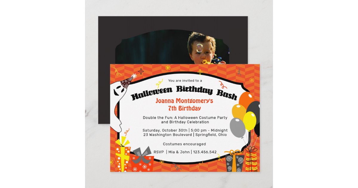 Double Fun Halloween Birthday Bash Costume Party Invitation | Zazzle