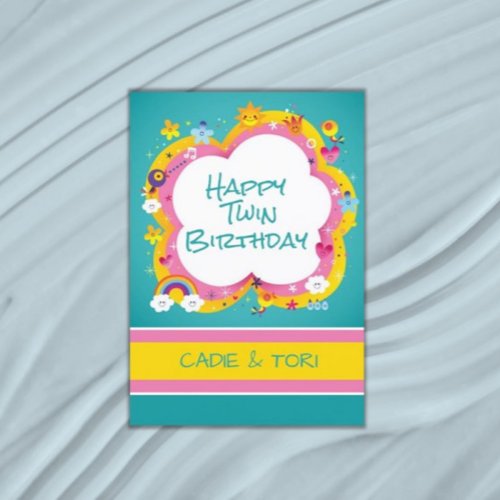 Double fun Twins Custom Birthday  Card