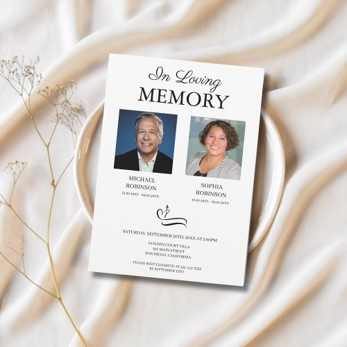 Double Funeral Memorial Photo Invitation