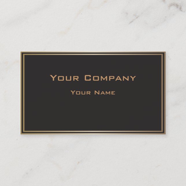 Double Gold Border Black Corporate  Business Card (Front)