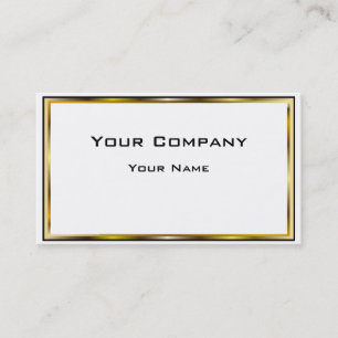 Double Gold Border Black Minimal Business Card