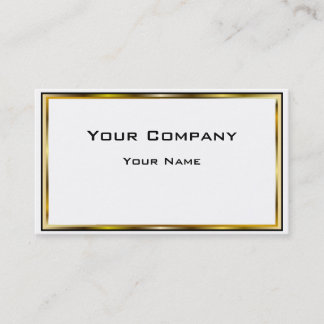 Double Gold Border Black Minimal Business Card