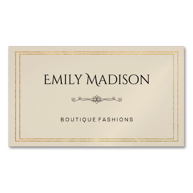 Double Gold Borders / Elegant Element / Variation Business Card Magnet (Front)