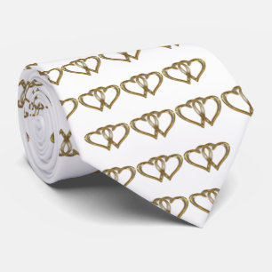 Double Gold Heart Valentine Tie