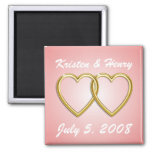 Double Gold Hearts Magnet
