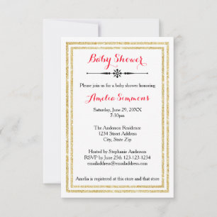 Double Gold Trim  - 3x5 Baby Shower Invitation