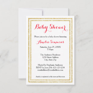 Double Gold Trim  - 3x5 Baby Shower Invitation