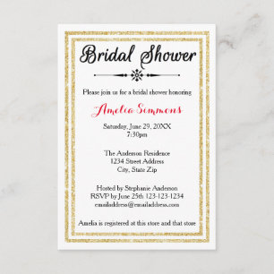 Double Gold Trim - 3x5 Bridal Shower Invitation