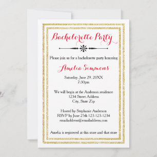 Double Gold Trim -5x7 Bachelorette Invitation
