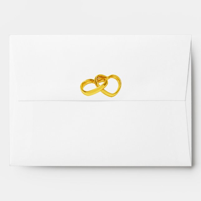 Double Gold Wedding Ring Wedding Invitation Envelo Envelope (Back (Top Flap))