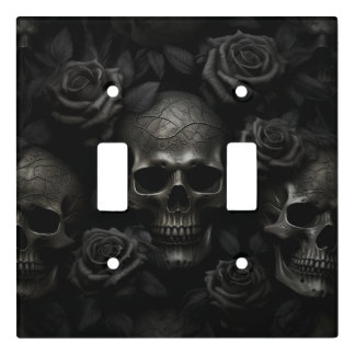 Double Gothic Skulls and Roses Light Switch Cover