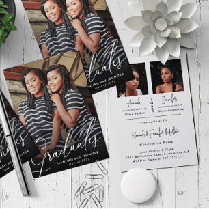 Double Graduates Two Graduates Party Invitation