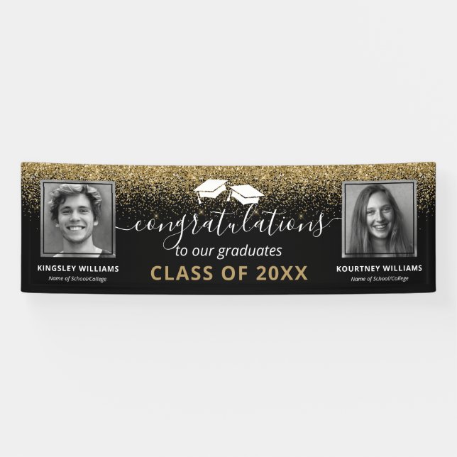 Double Graduation 2 Photo Banner (Horizontal)