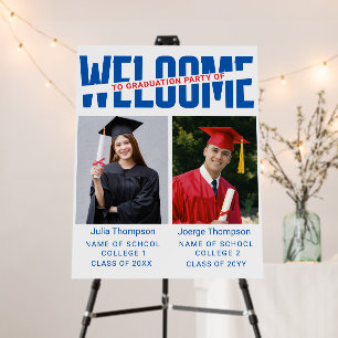 Double Graduation 2 Photos Joint Party Welcome Foam Board