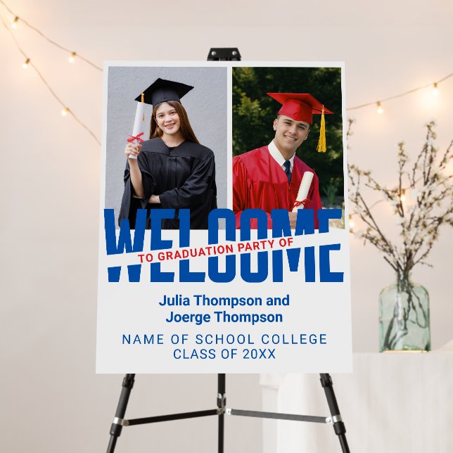 Double Graduation 2 Photos Joint Party Welcome Foam Board (In Situ (Stand))
