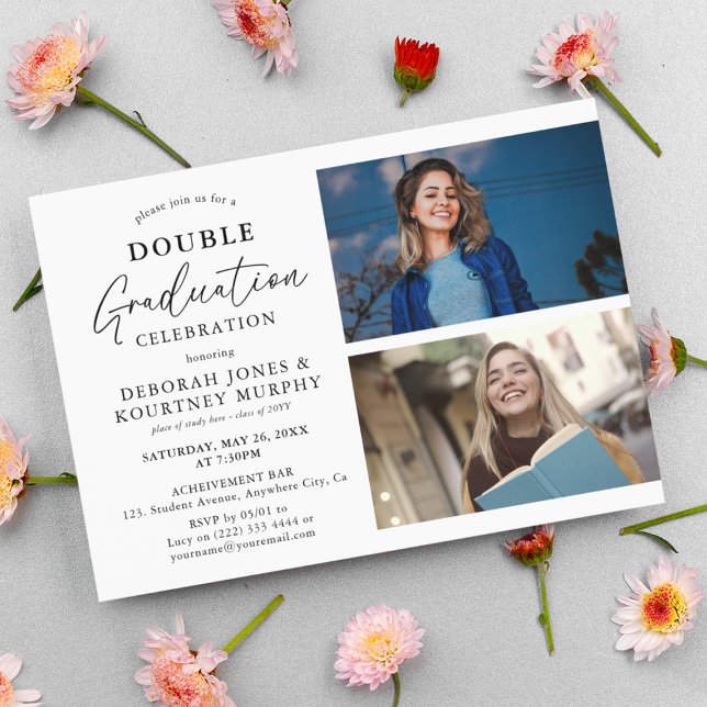 Double Graduation Celebration Graduate Photo Invitation (Creator Uploaded)