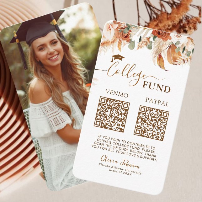 Double Graduation College Fund QR Code   Enclosure Card (Creator Uploaded)