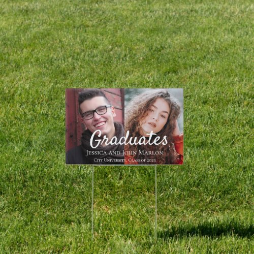 Double Graduation Joint Modern Party Sign