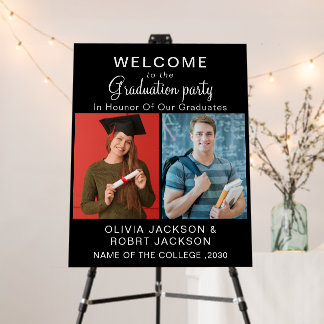 Double Graduation Joint Photo Welcome black Foam Board