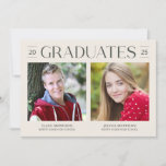 Double Graduation Minimalist Cream Grad Party Invitation