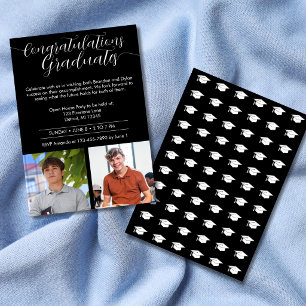Double Graduation Party Black-and-white Invitation