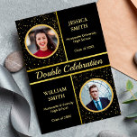 Double Graduation Party For Two Graduates 2 Photos Invitation<br><div class="desc">Personalize a Graduation Invitation to be uniquely yours with this Modern and Elegant Double Graduation Party Invitation with Golden Script and 2 Photos Template. Customize or edit further by clicking the "customize further" link and use the design tool to modify this template. Add your full contact details, All text style,...</div>