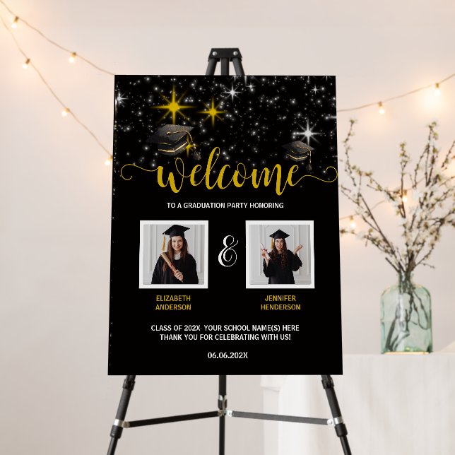 Double Graduation Party Welcome two grad Photo  Foam Board (In Situ (Stand))