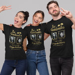 Double Graduation Proud Family T-Shirt<br><div class="desc">Celebrate their achievements in style with our elegant joint graduation t-shirts for family & friends! Each tee boasts a square photo of the two proud graduates, faux gold foil mortarboards, personalized with their names, school/college, and class year. All while carrying a customizable congratulations message, it's the perfect way to show...</div>