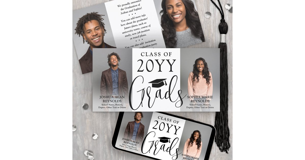 Double Graduation Two Graduates Photos Joint Announcement | Zazzle