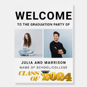 Double Graduation Two Photo Classs of 2024 Welcome Foam Board
