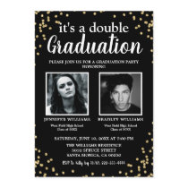 Double Graduation Two Photo Graduates Invitation Double Graduation Two Photo Graduates Invitation
