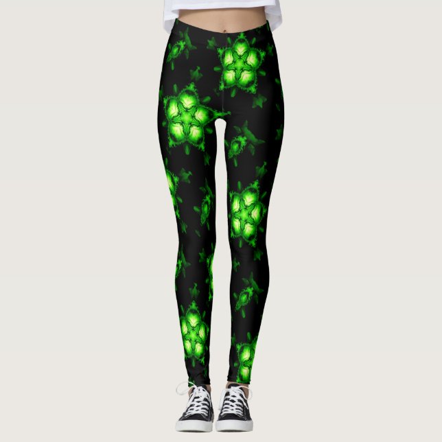 double green stars witchy black leggings (Front)