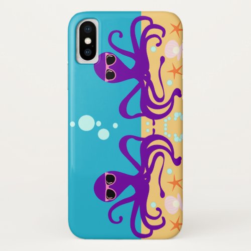 Double Groovy Octopus Underwater Cartoon  iPhone XS Case