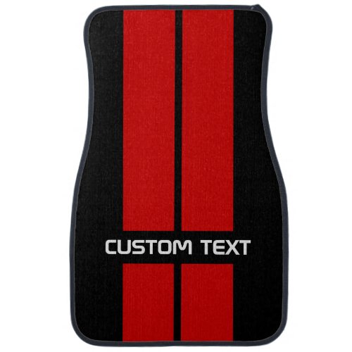 Double GT Red Race Stripes Wide Style Custom Text Car Floor Mat