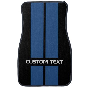 Double Gt Wide Blue Race Stripes W/ Custom Text Car Floor Mat by inkbrook at Zazzle