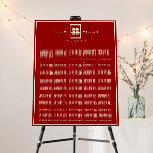 Double Happiness 囍 Chinese Wedding Seating Chart Foam Board