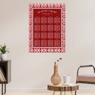 Double Happiness 囍 Frame Asian Wedding Seat Chart