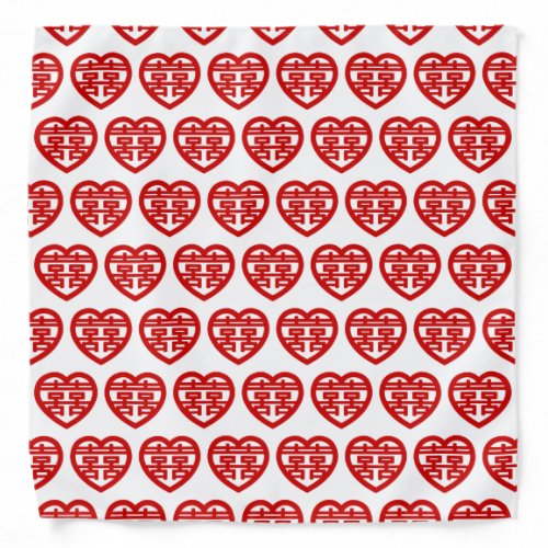 Double Happiness 囍 Shuangxi Chinese Hanzi Heart Bandana