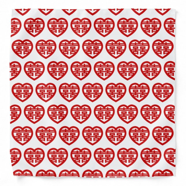 Double Happiness 囍 Shuangxi Chinese Hanzi Heart Bandana (Front)