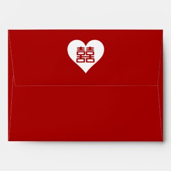 Double Happiness - Bold Red Heart Envelope by teakbird at Zazzle