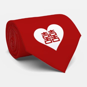 Double Happiness - Bold Red Heart Tie by teakbird at Zazzle