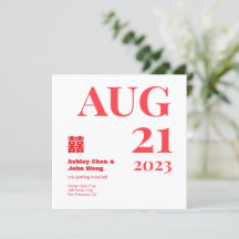 Double happiness Chinese American save the date