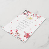 Double Happiness Chinese Red Elegant Wedding Foil Invitation (Rotated)