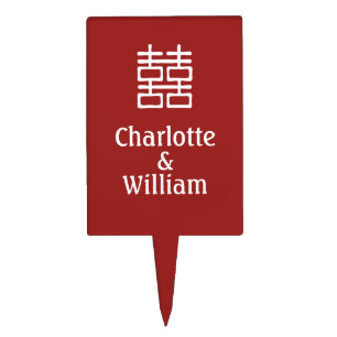 Double Happiness Chinese Wedding Cake Topper