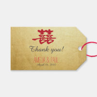 Double Happiness Chinese Wedding Gift Tag