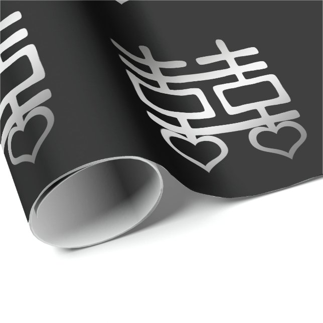 Double Happiness Chinese Wedding Heart Detail V1 Wrapping Paper (Roll Corner)